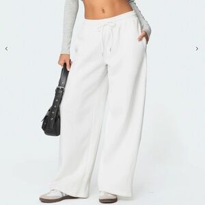 White wide leg sweatpants